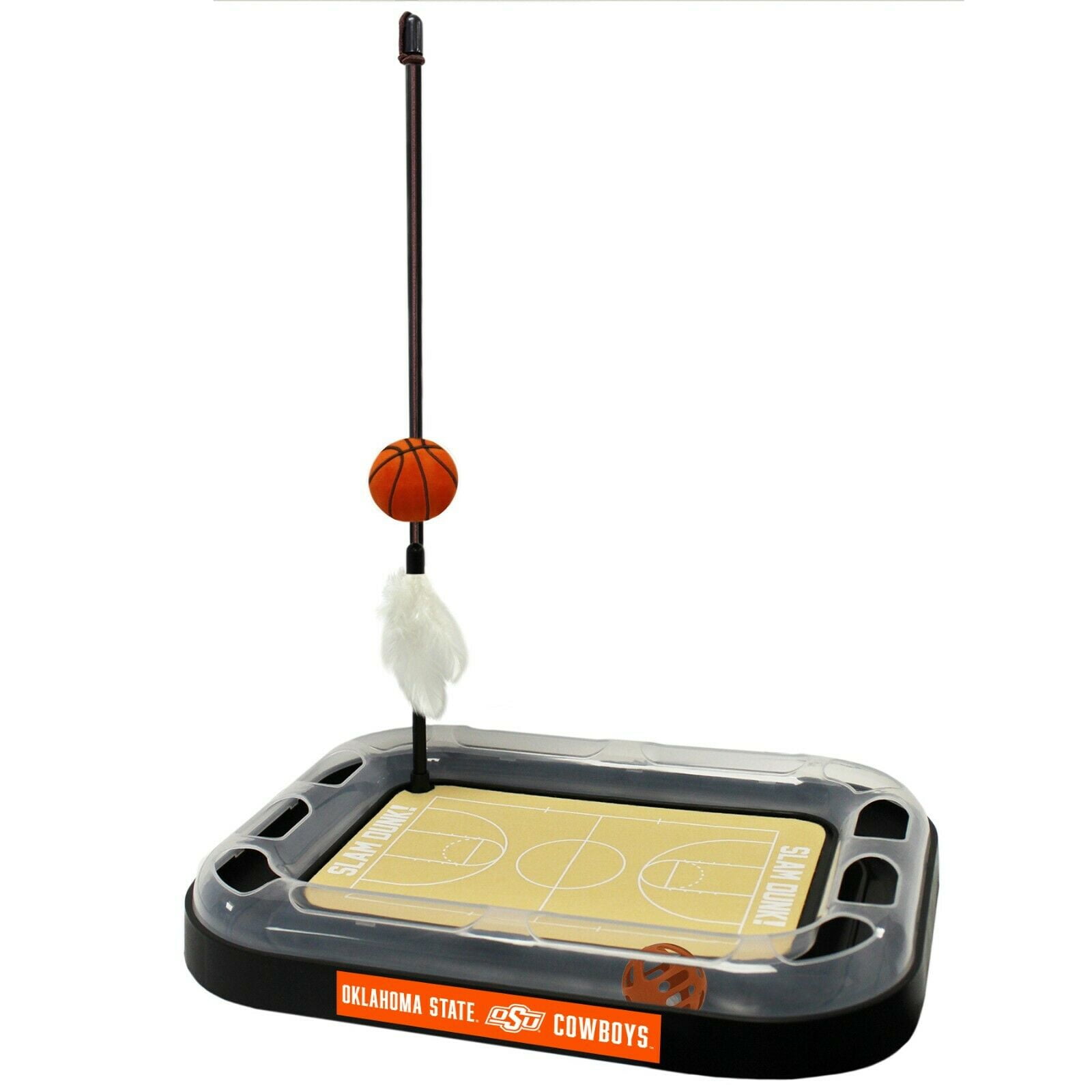 NCAA Oklahoma State Cowboys CAT Scratcher Mat Toy with Catnip Plush & Feather Cat Toy 5-in-1 Kitty Toy
