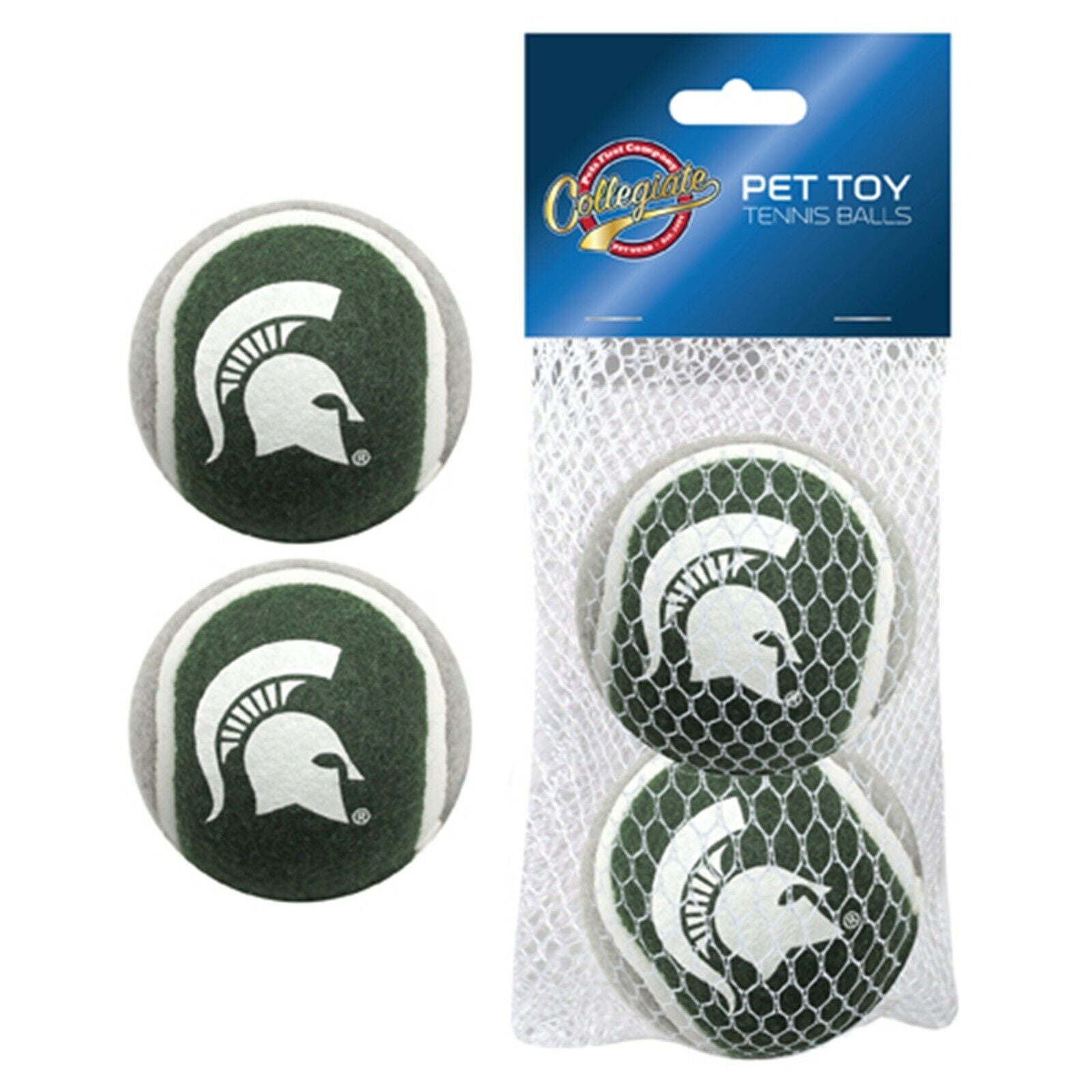 Pets First NCAA Tennis Balls for Dogs & Cats - 2 Piece Set with Team Logo in Vibrant Team Color