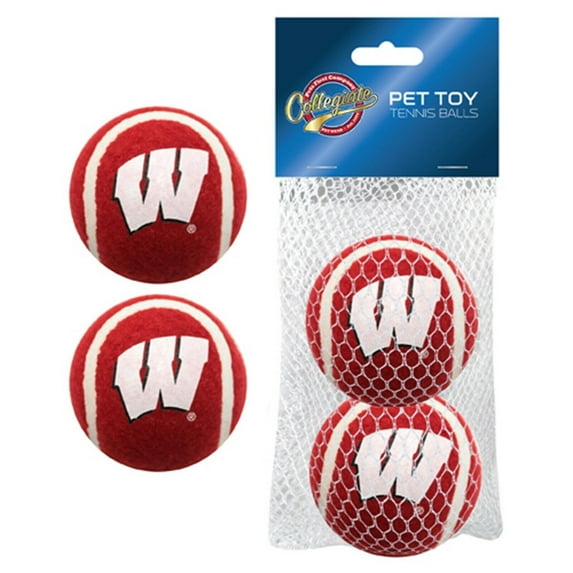 Pets First NCAA Tennis Balls for Dogs & Cats - 2 Piece Set with Team Logo in Vibrant Team Color