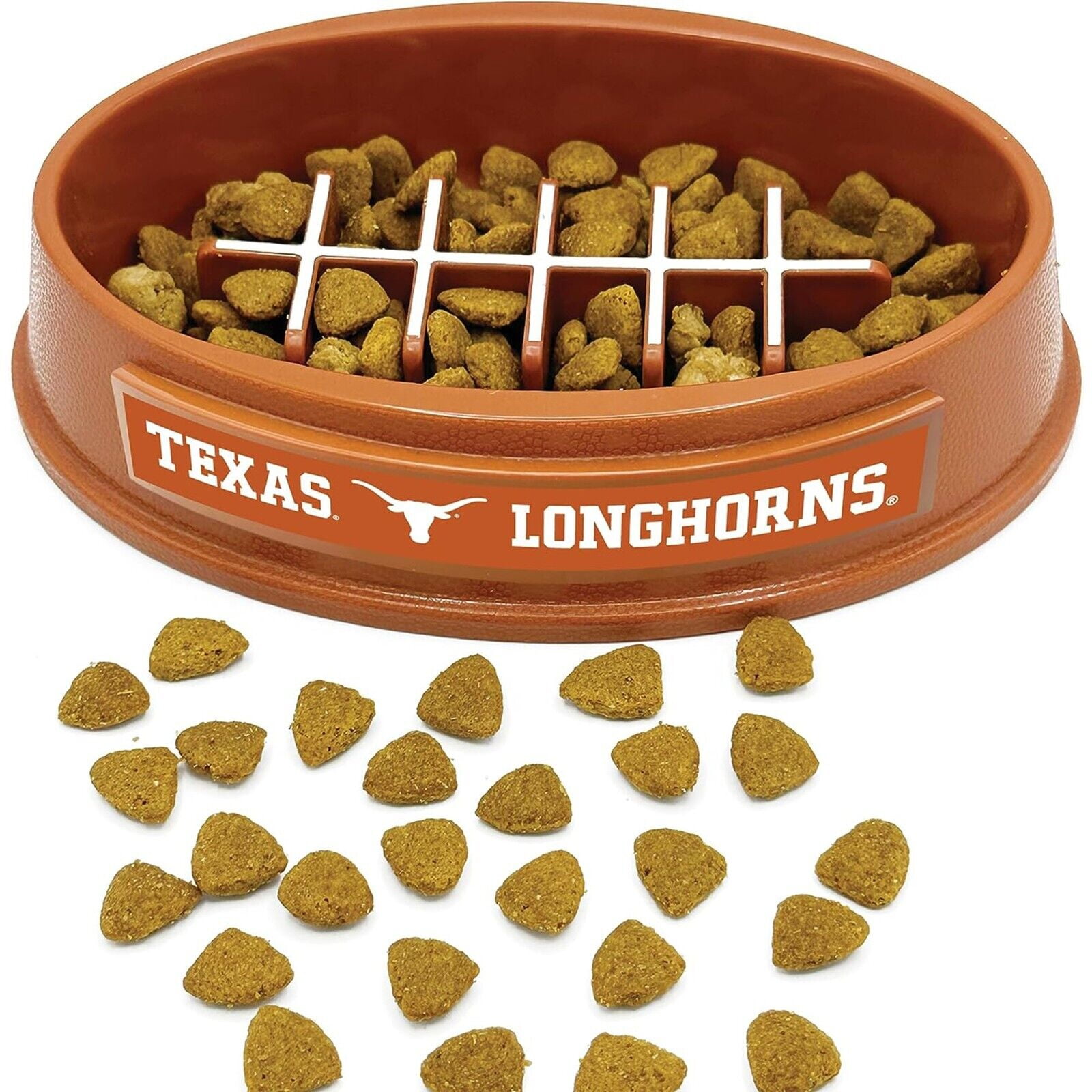 Pets First NCAA Texas Longhorns Super-Bowl Slow Feeder Bowl for Dogs and Cats with Non-Slip Mat