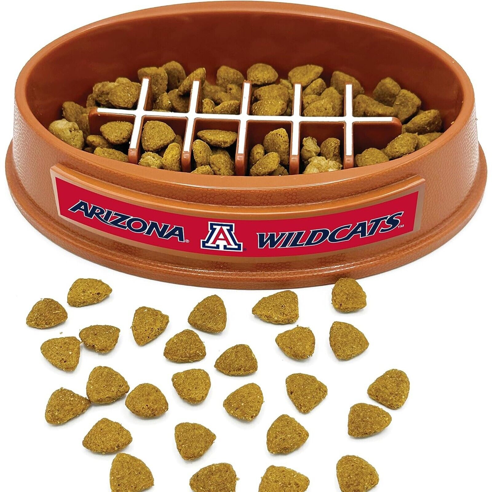 Pets First NCAA University of Arizona Wildcats Super-Bowl Slow Feeder Bowl for Dogs and Cats with Non-Slip Mat