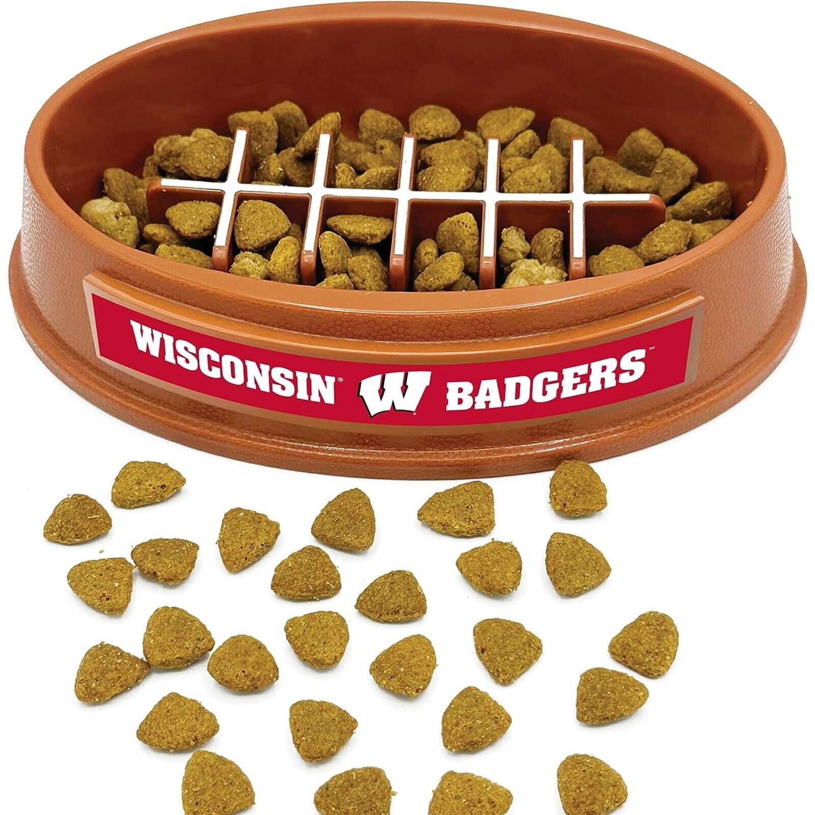 Pets First NCAA Wisconsin Badgers Super-Bowl Slow Feeder Bowl for Dogs and Cats with Non-Slip Mat