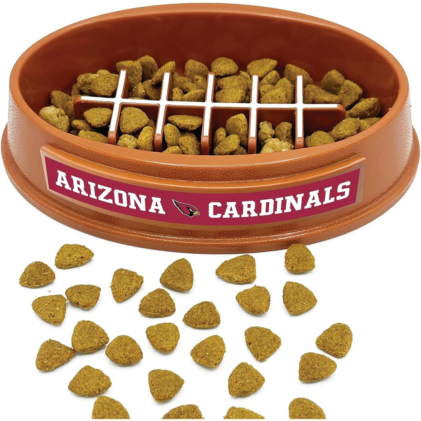 Pets First NFL Arizona Cardinals Super-Bowl Slow Feeder Bowl for Dogs and Cats, Football Design for Healthy Digestion, Non-Slip, for Large & Small Pet