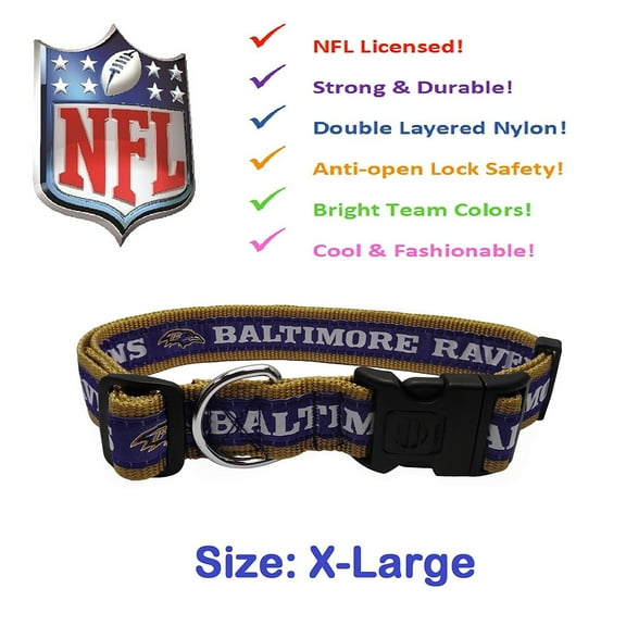 Pets First NFL Baltimore Ravens Dog Collar - Heavy-Duty, Durable & Adjustable Football Collar for Dogs/ CATS - Extra Large