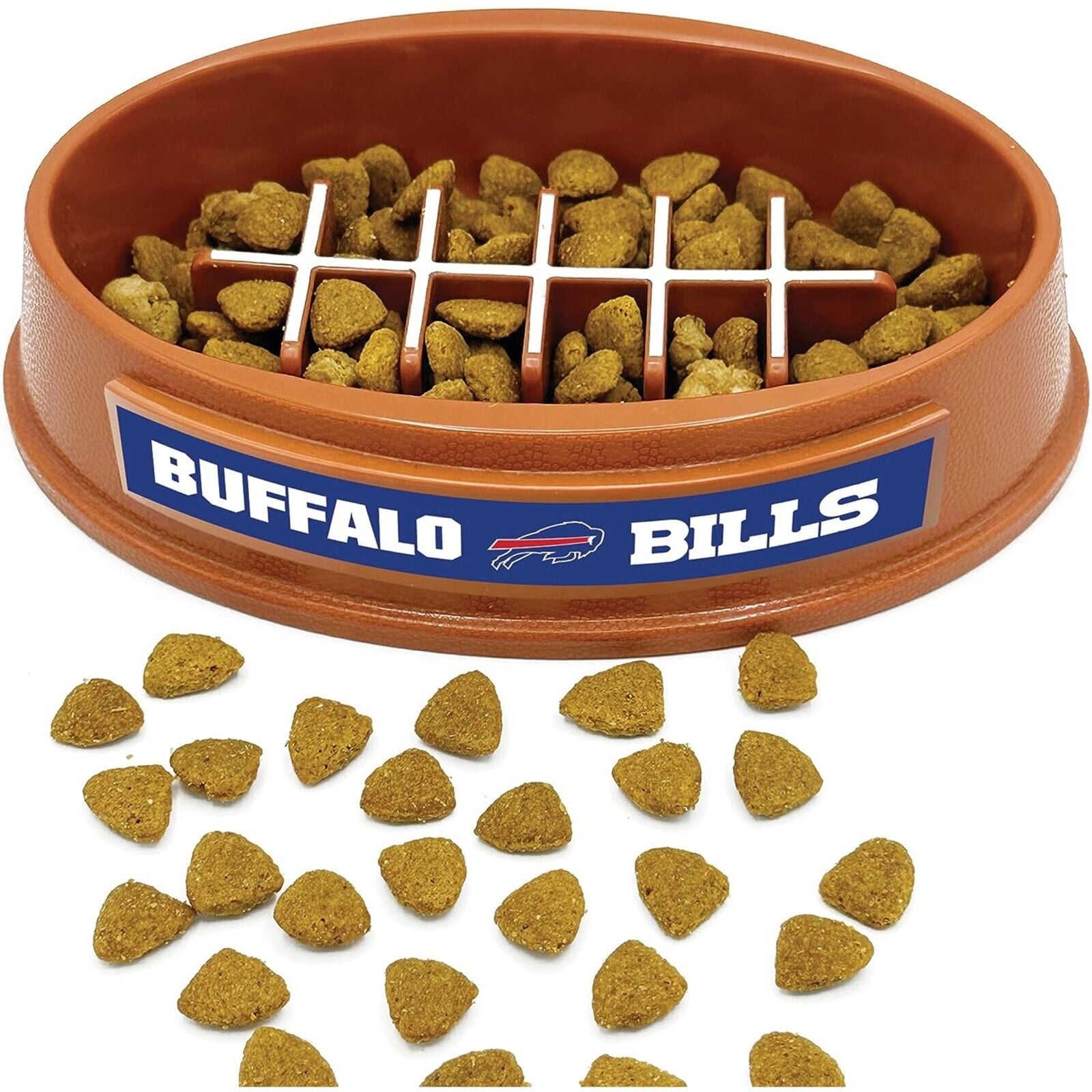 Pets First NFL Buffalo Bills Super-Bowl Slow Feeder Bowl for Dogs and Cats, Football Design for Healthy Digestion, Non-Slip, for Large & Small Pet
