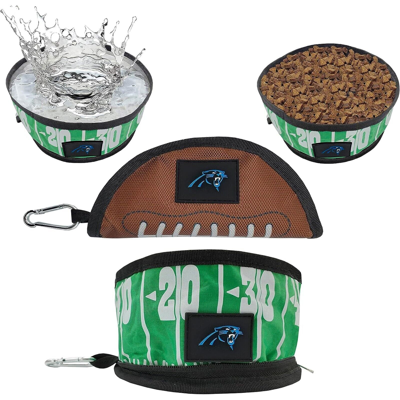 Pets First NFL Carolina Panthers Collapsible Dog Travel Bowl, Food and Water Bowl for Dogs, Best Portable & Lightweight Leak-Proof Dog Bowl for Travel