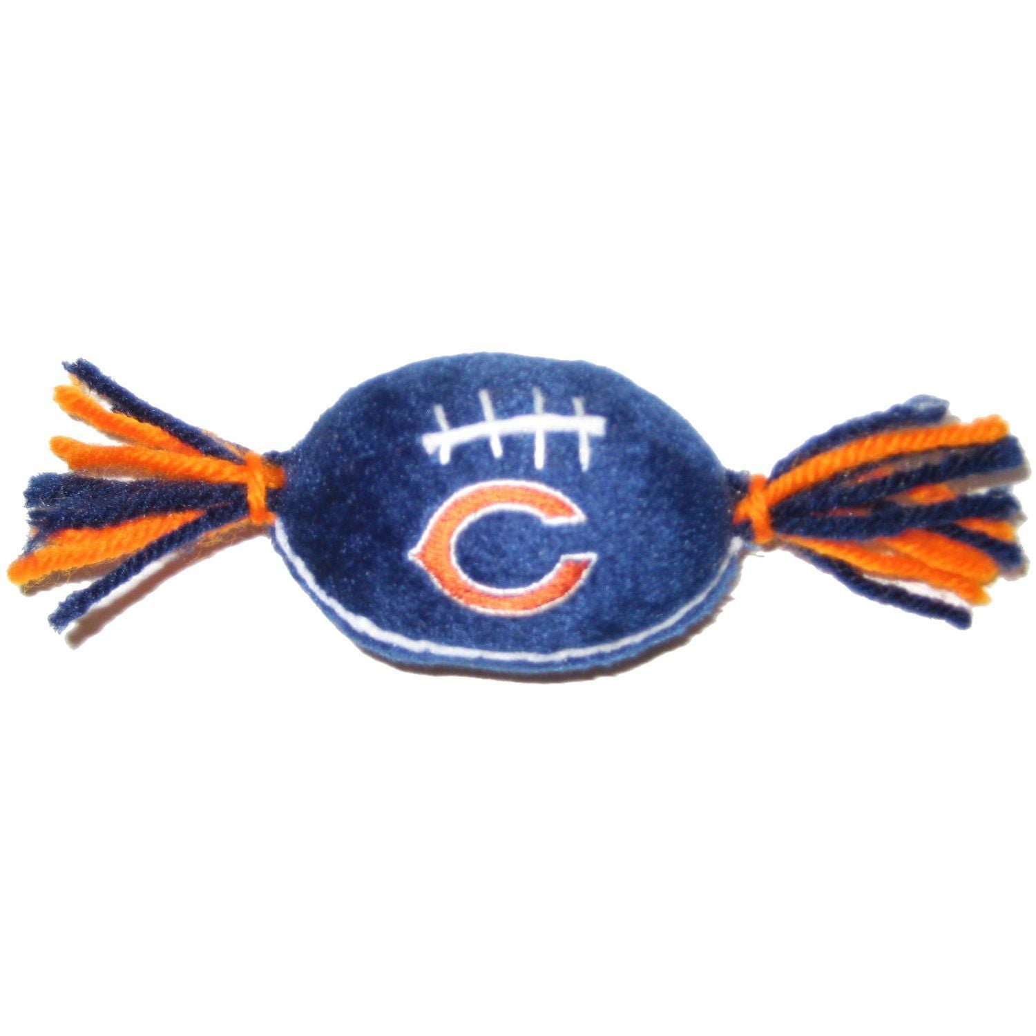 BEST PLUSH CAT TOY - NFL CHICAGO BEARS Complete Set of 3 piece Cat Toys  filled with Fresh Catnip. Includes: 1 Helmet Cat Toy, 1 Football Cat Toy  with