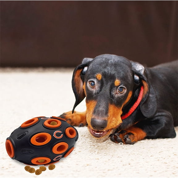 Pets First NFL Chicago Bears Football Treat Dispensing Toy for Dogs and Cats, Rubber Ball Toy
