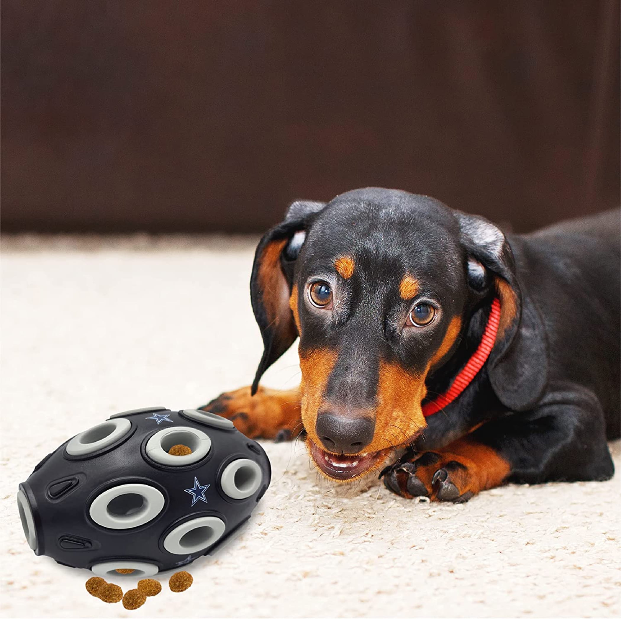 Pets First NFL Dallas Cowboys Football Treat Dispensing Toy for Dogs and Cats, Rubber Ball Toy