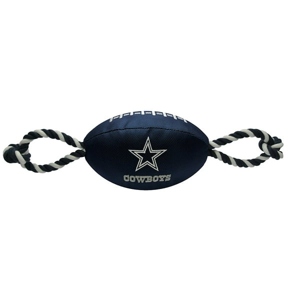 Pets First NFL Dallas Cowboys Strong, Durable, Chewable Pet Dog Football Toy with inner SQUEAKER & Side Ropes. Available in 32 NFL TEAMS. - Officialy Licensed