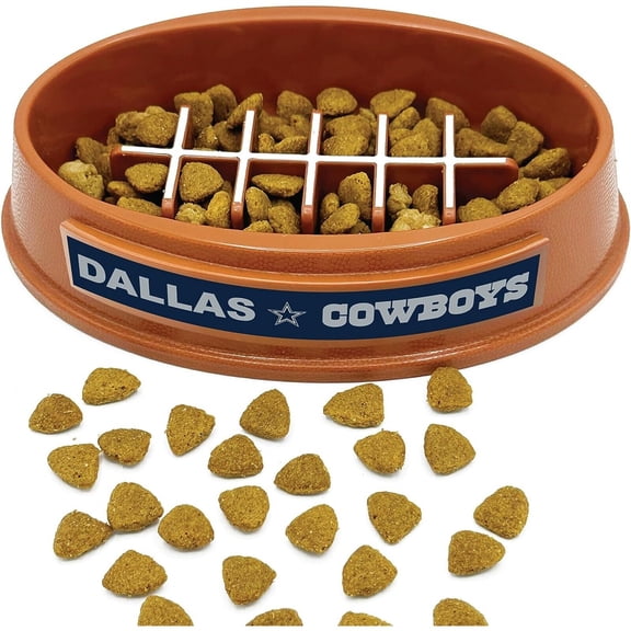 Pets First NFL Dallas Cowboys Super-Bowl Slow Feeder Bowl for Dogs and Cats, Football Design for Healthy Digestion, Non-Slip, for Large & Small Pet