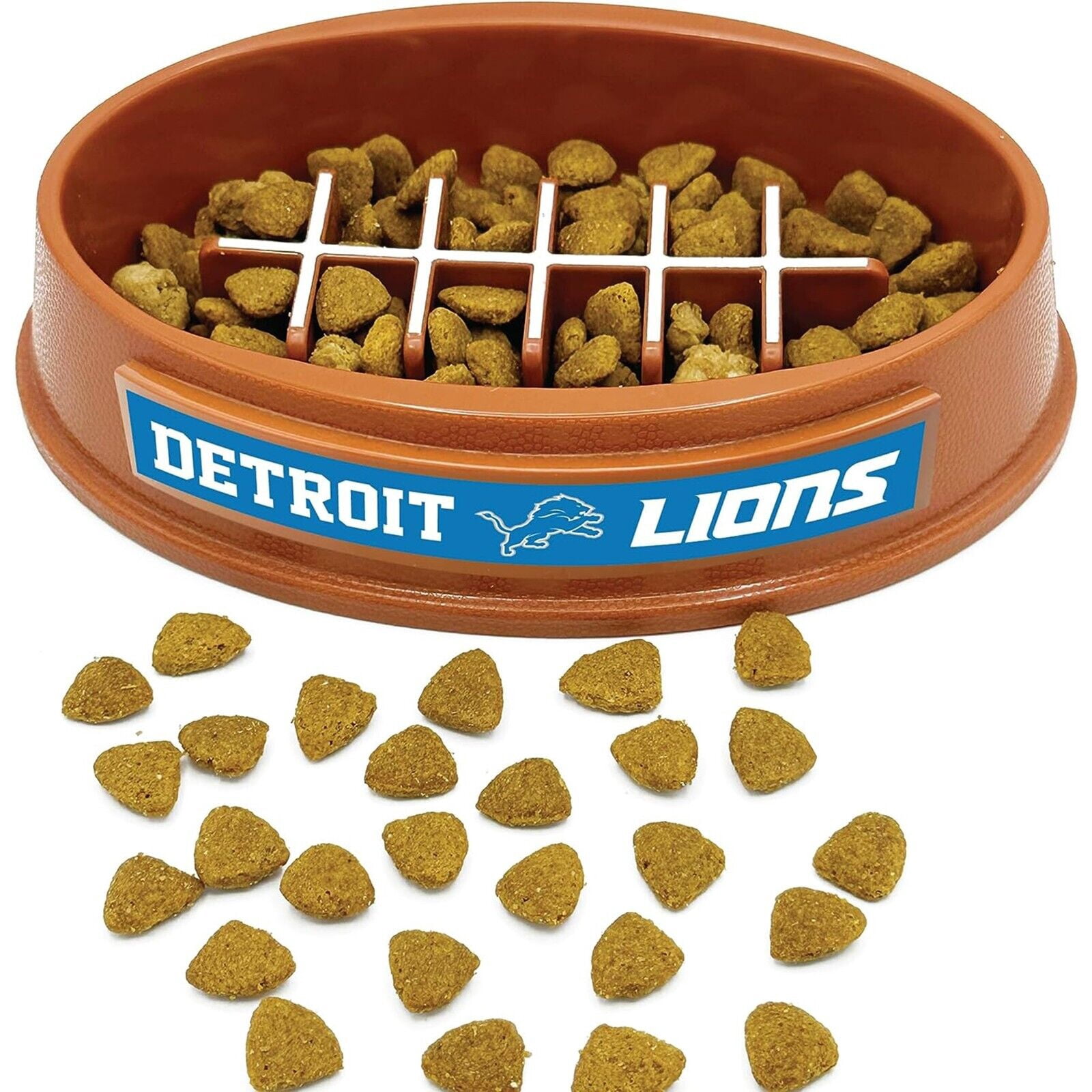 Pets First NFL Detroit Lions Super-Bowl Slow Feeder Bowl for Dogs and Cats, Football Design for Healthy Digestion, Non-Slip, for Large & Small Pet