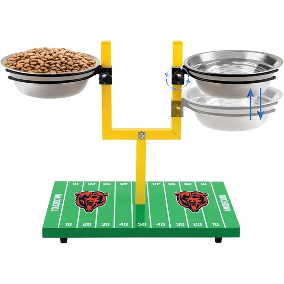 Pets First NFL Goalpost Elevated Dog Feeder Stainless Steel & Adjustable