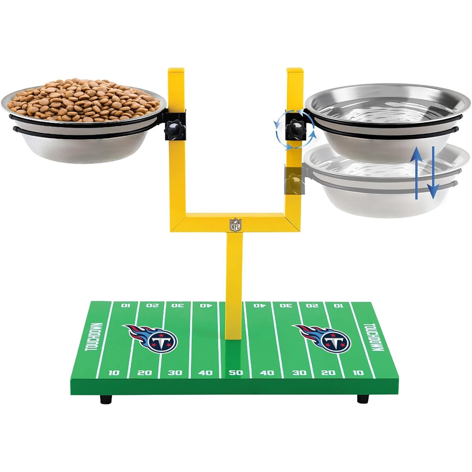 Pets First NFL Goalpost Elevated Dog Feeder Stainless Steel & Adjustable