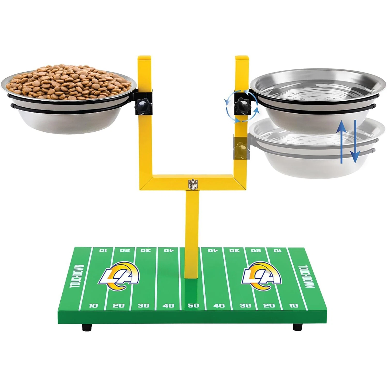 Pets First NFL Goalpost Elevated Dog Feeder Stainless Steel & Adjustable