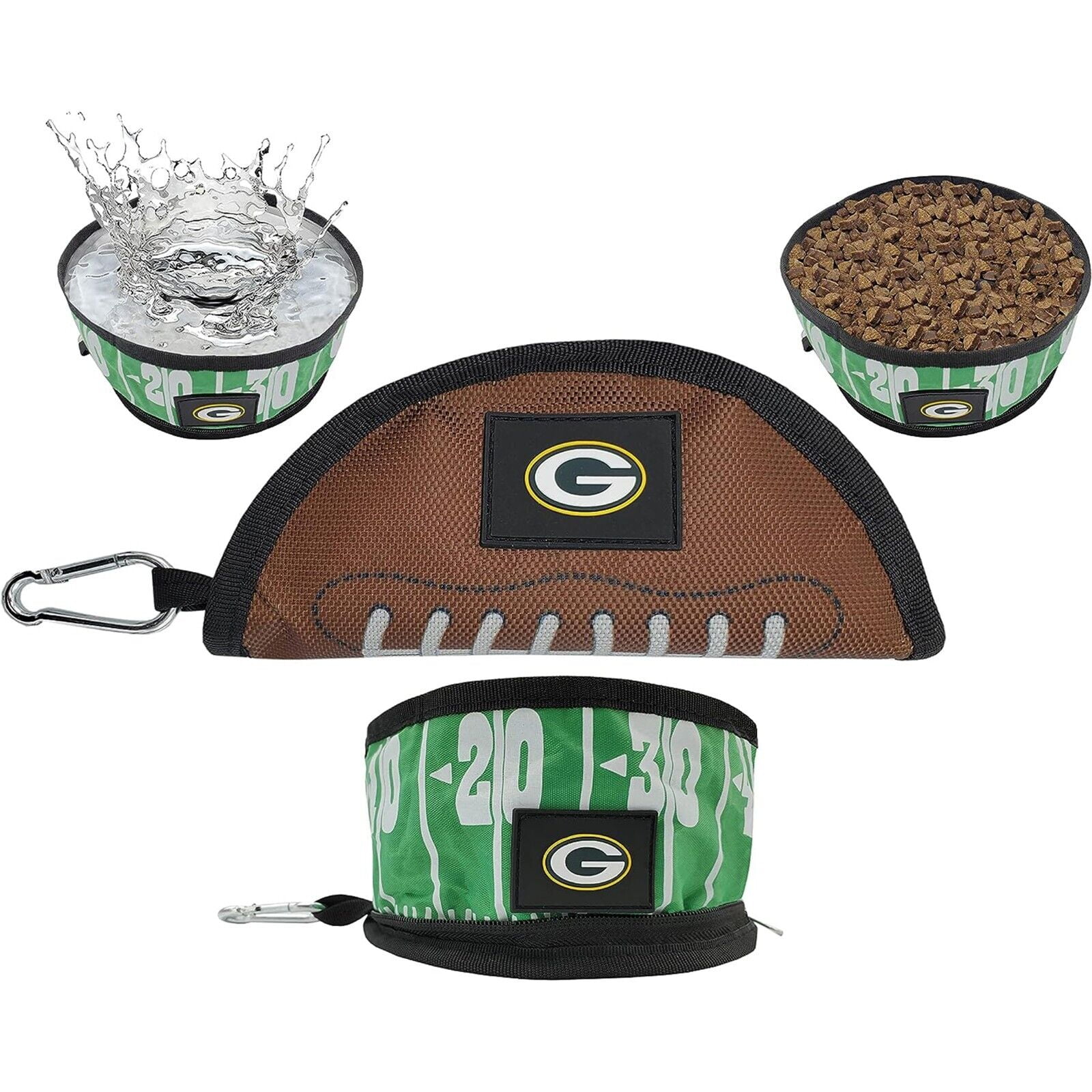 Pets First NFL Green Bay Packers Collapsible Dog Travel Bowl, Food and Water Bowl for Dogs, Best Portable & Lightweight Leak-Proof Dog Bowl for Travel