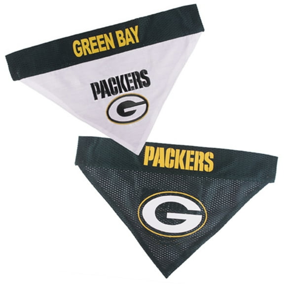 Pets First Nfl Green Bay Packers Reversible Bandana Licensed, Reversible Pet Bandana - 2 Sided Bandana