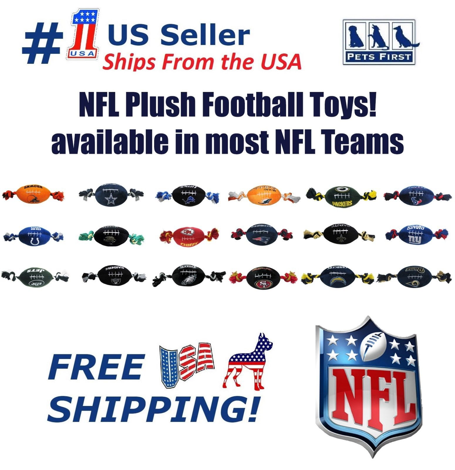 Pets First NFL Indianapolis Colts Plush Football Rope Toy for Dogs & Cats Soft, Chewy