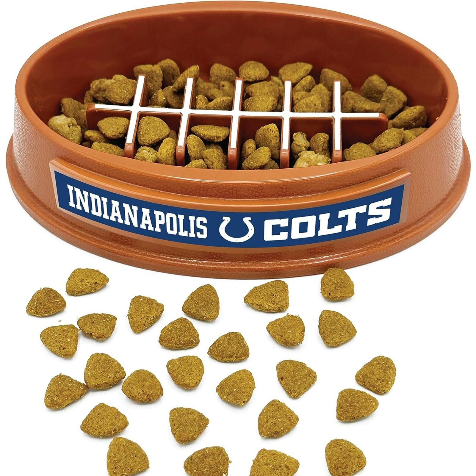 Pets First NFL Indianapolis Colts Super-Bowl Slow Feeder Bowl for Dogs and Cats, Football Design for Healthy Digestion, Non-Slip, for Large & Small Pet