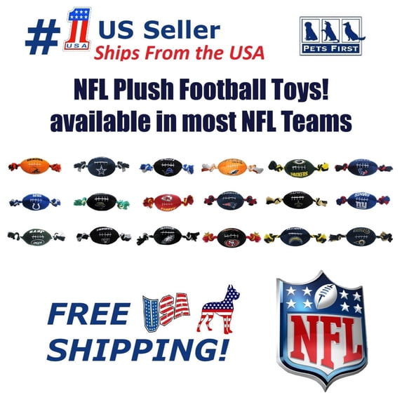 Pets First NFL Kansas City Chiefs Plush Football Rope Toy for Dogs & Cats - Soft, Chewy & Squeaky