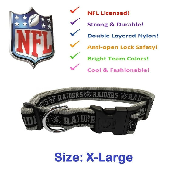 Pets First NFL Las Vegas Raiders Dog Collar - Heavy-Duty, Durable & Adjustable Football Collar for Dogs/ CATS - Extra Large