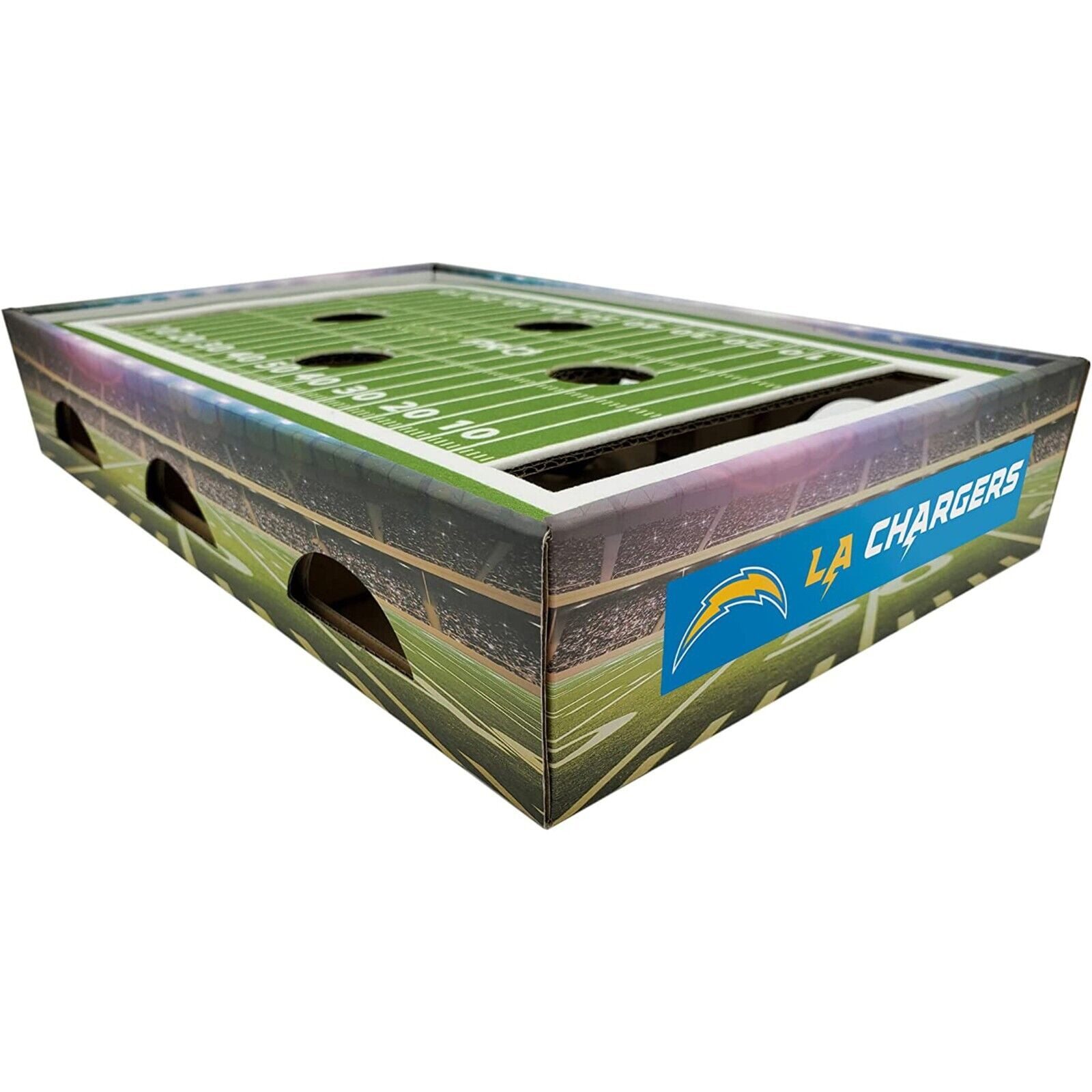 Pets First NFL Los Angeles Chargers Cat Scratcher Box Football Field Designed Cat Scratcher & Lounge