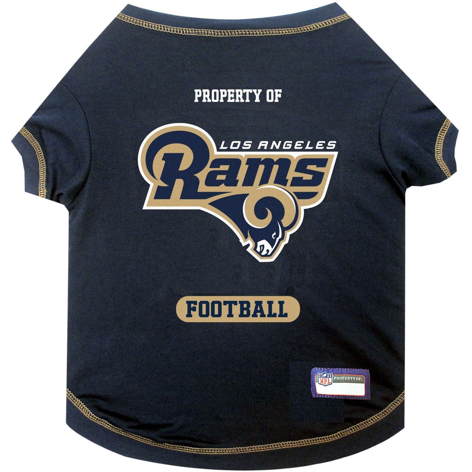 Pets First NFL Los Angeles Rams Pet T-Shirt. Licensed, Wrinkle-free, Tee Shirt for Dogs/Cats. Football Shirt