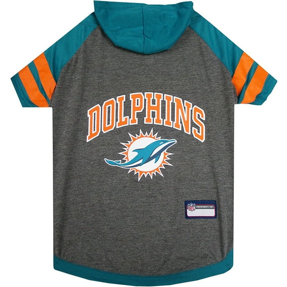 Pets First NFL Miami Dolphins NFL Hoodie Tee Shirt for Dogs & Cats - COOL T-Shirt, 32 Teams - Large