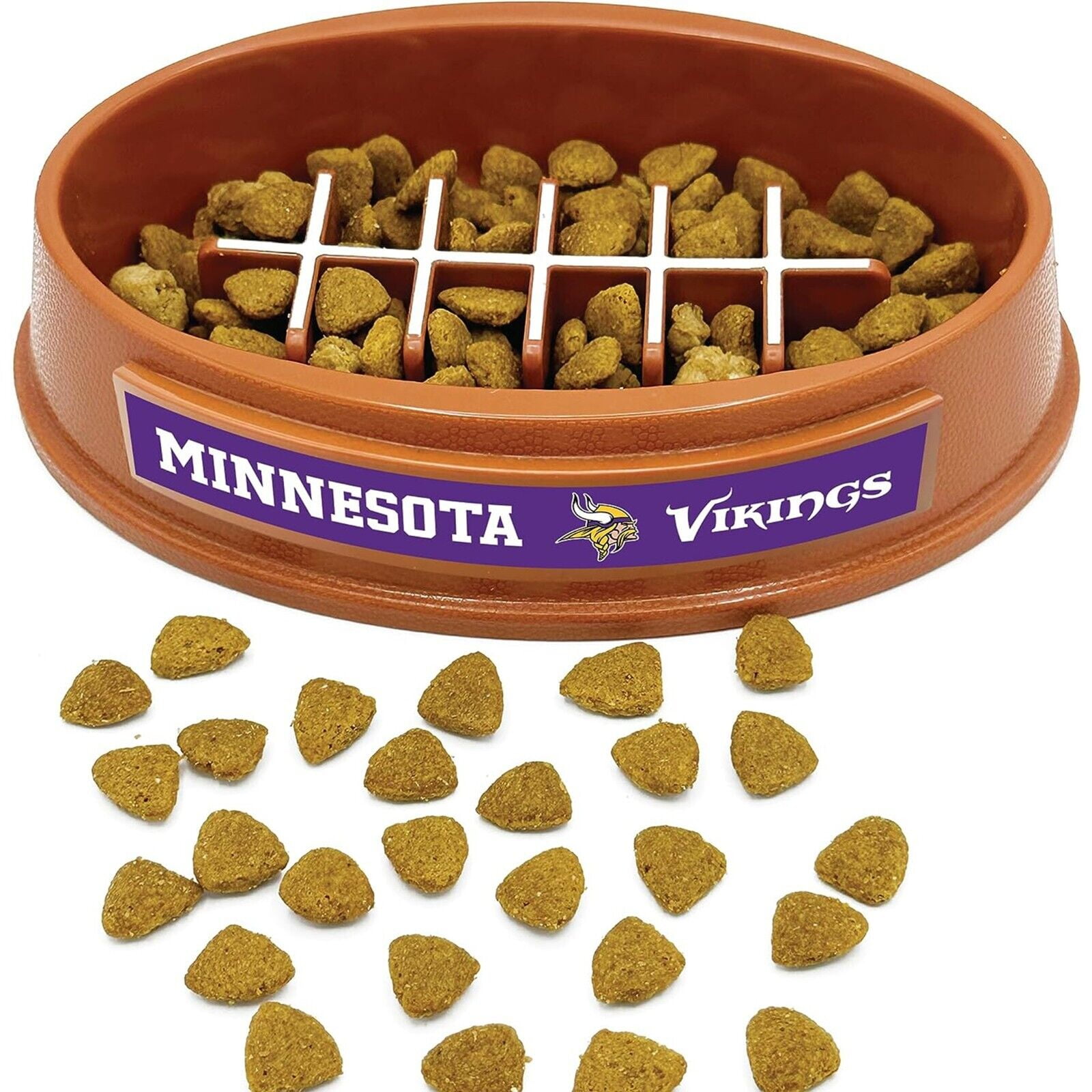 Pets First NFL Minnesota Vikings Super-Bowl Slow Feeder Bowl for Dogs and Cats, Football Design for Healthy Digestion, Non-Slip, for Large & Small Pet