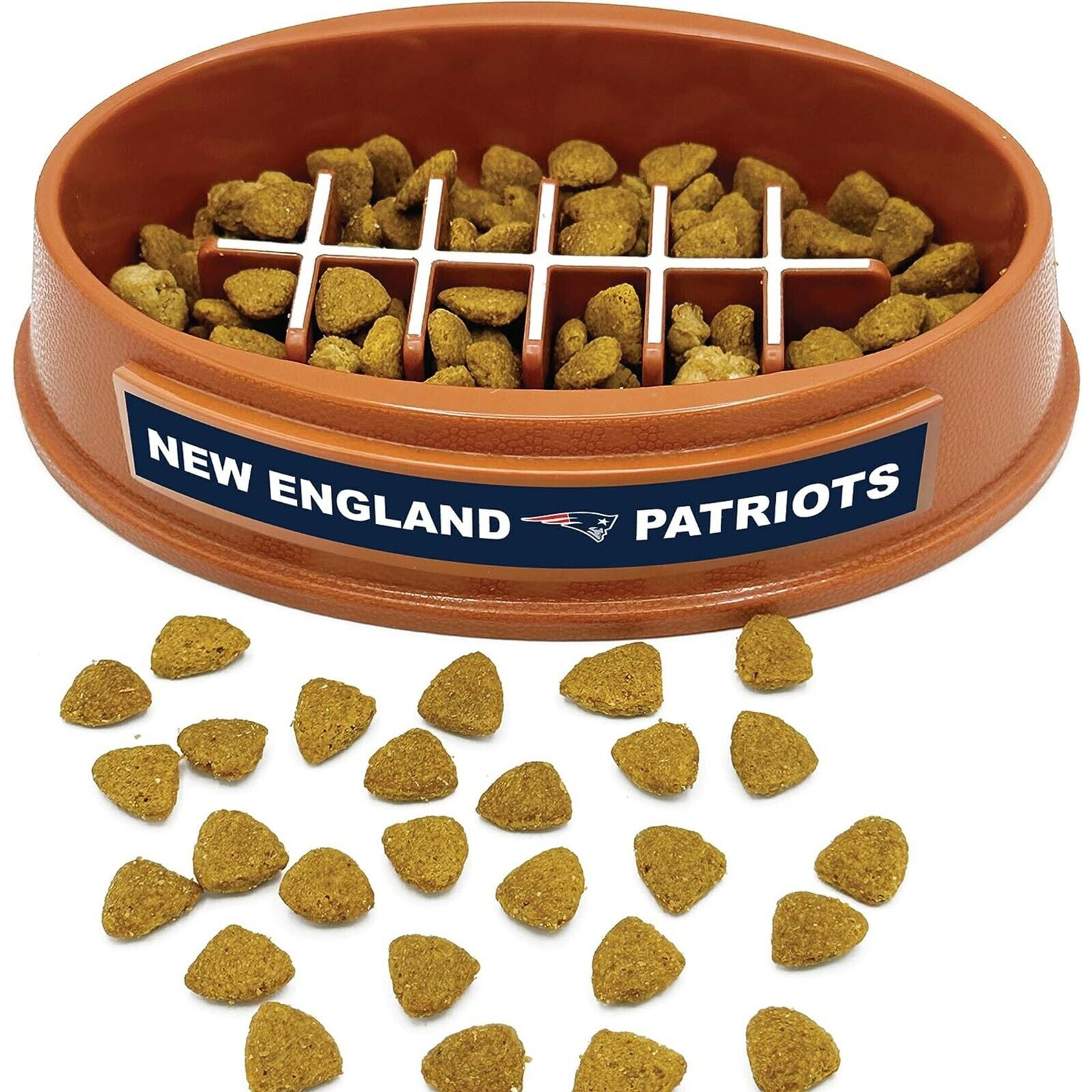 Pets First NFL New England Patriots Super-Bowl Slow Feeder Bowl for Dogs and Cats, Football Design for Healthy Digestion, Non-Slip, for Large & Small Pet