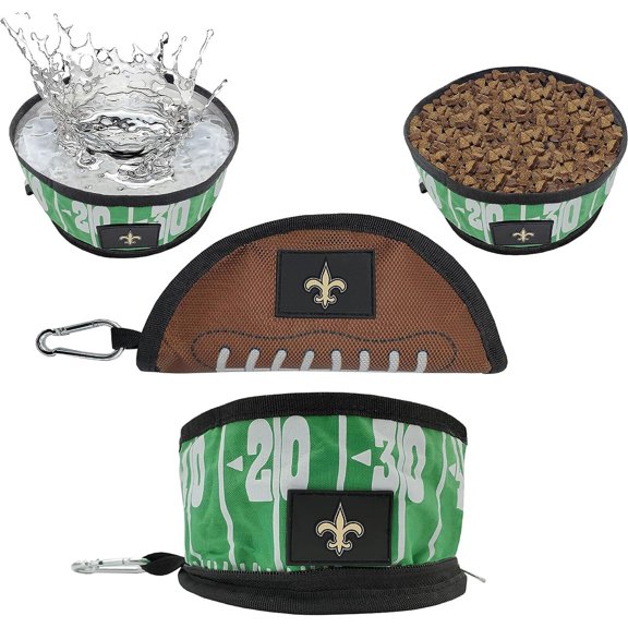 Pets First NFL New Orleans Saints Collapsible Dog Travel Bowl, Food and Water Bowl for Dogs, Best Portable & Lightweight Leak-Proof Dog Bowl for Travel