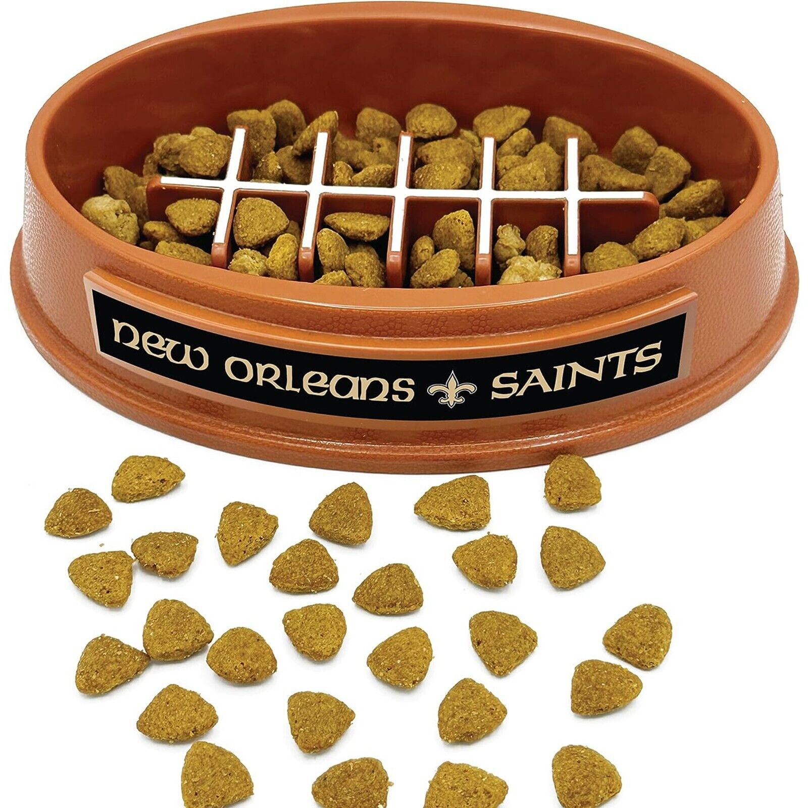 Pets First NFL New Orleans Saints Super-Bowl Slow Feeder Bowl for Dogs and Cats, Football Design for Healthy Digestion, Non-Slip, for Large & Small Pet