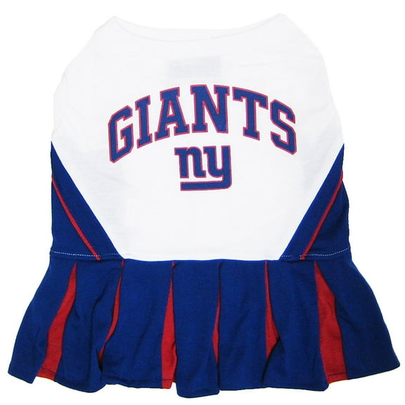 Pets First NFL New York Giants Cheerleader Outfit, 3 Sizes Pet Dress Available. Licensed Dog Outfit