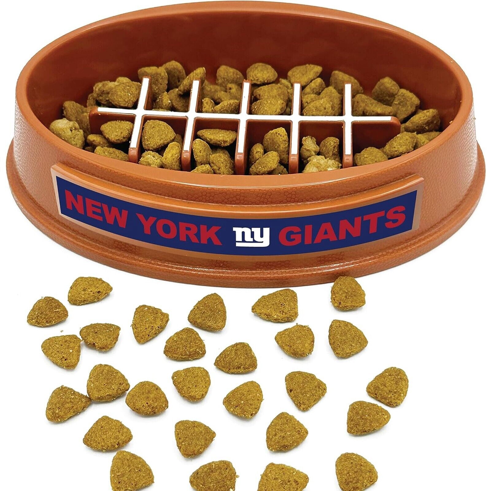 Pets First NFL New York Giants Super-Bowl Slow Feeder Bowl for Dogs and Cats, Football Design for Healthy Digestion, Non-Slip, for Large & Small Pet