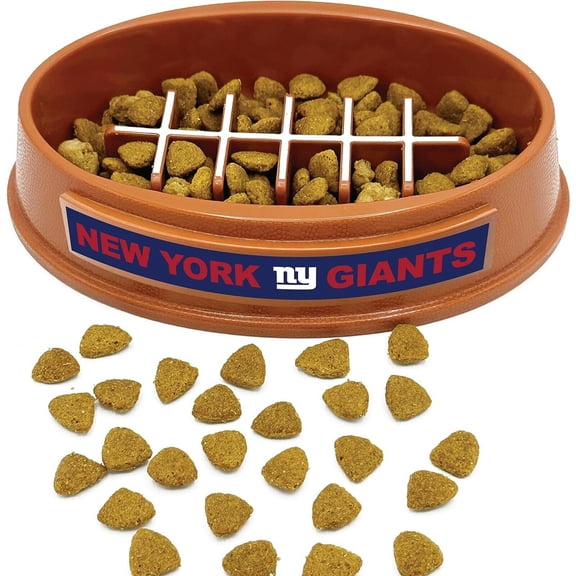 Pets First NFL New York Giants Super-Bowl Slow Feeder Bowl for Dogs and Cats, Football Design for Healthy Digestion, Non-Slip, for Large & Small Pet