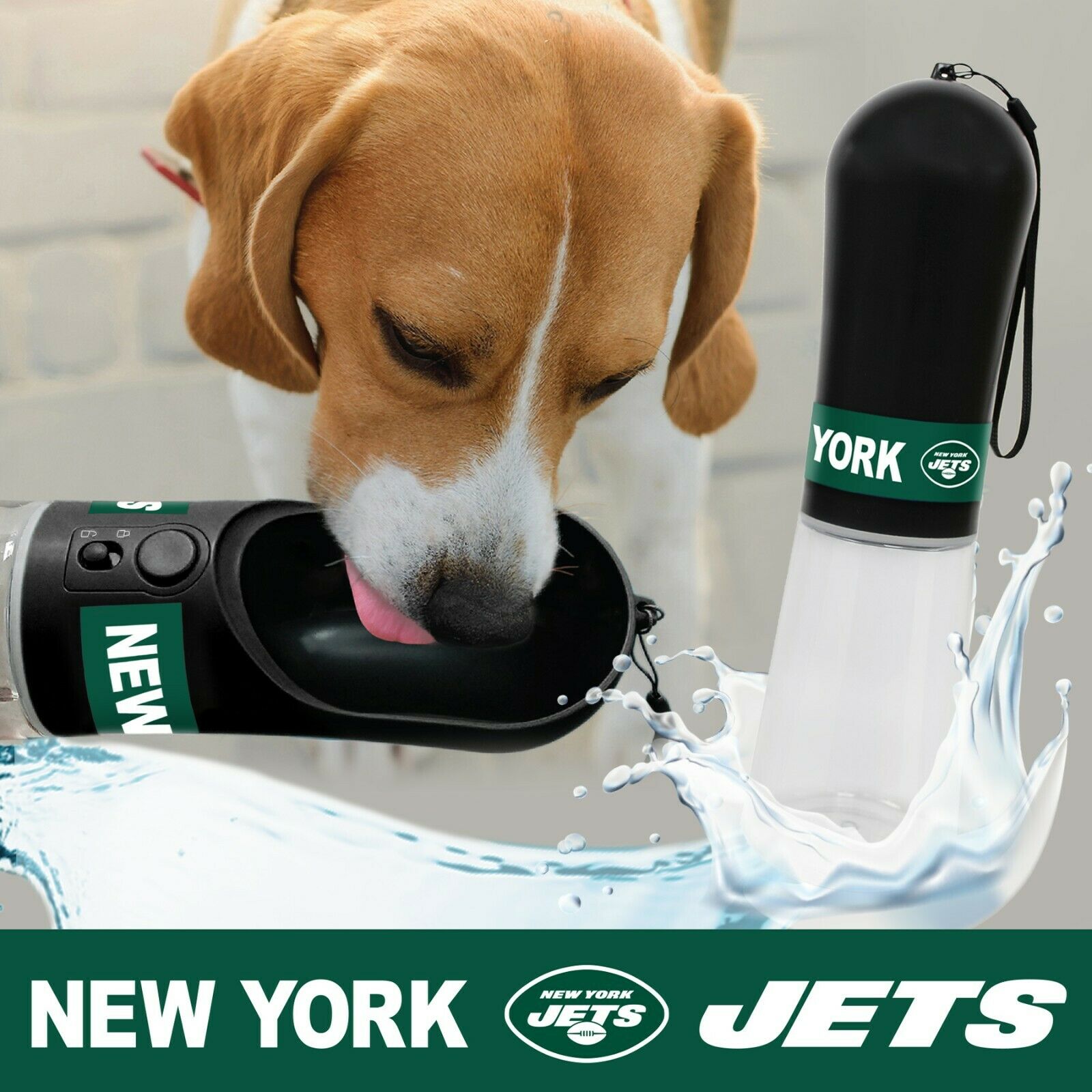 Pets First NFL New York Jets Portable Pet Water Bottle Travel Dog Water Bottle on the go Cat Water Bottle - image 1 of 3