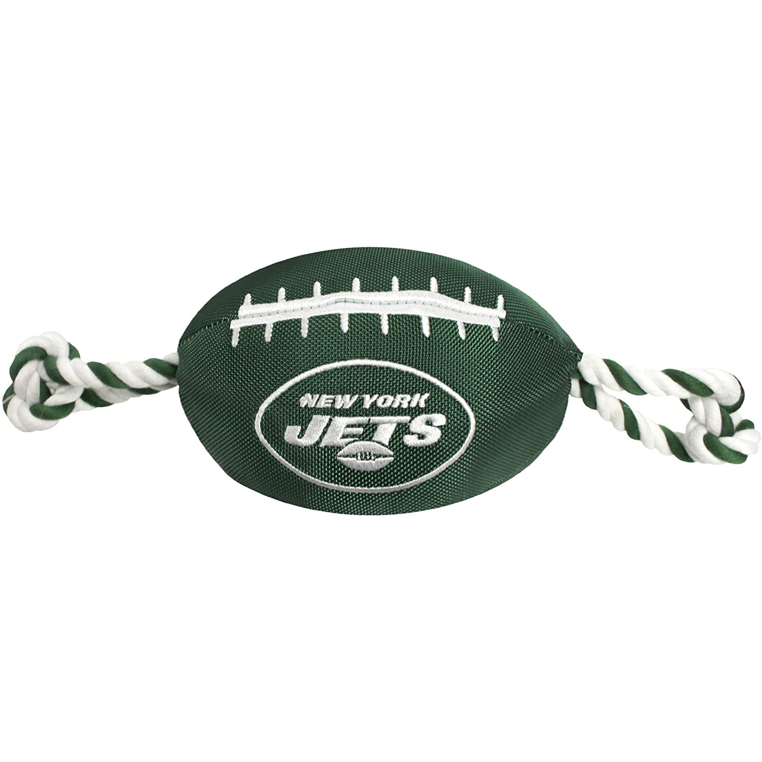 Nfl Caps Ropes Pets First NFL New York Jets Strong, Durable, Chewable Pet Dog Football ...