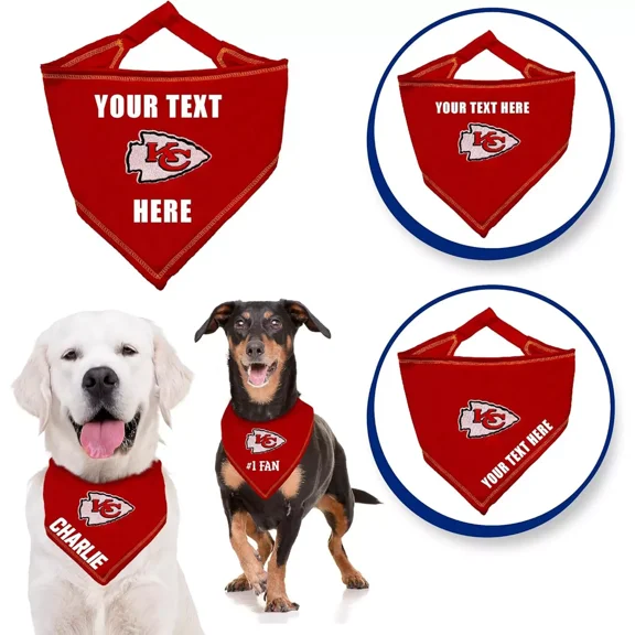 Pets First NFL Personalized Tie Bandana for Dogs & Cats Customizable Dog Bandana
