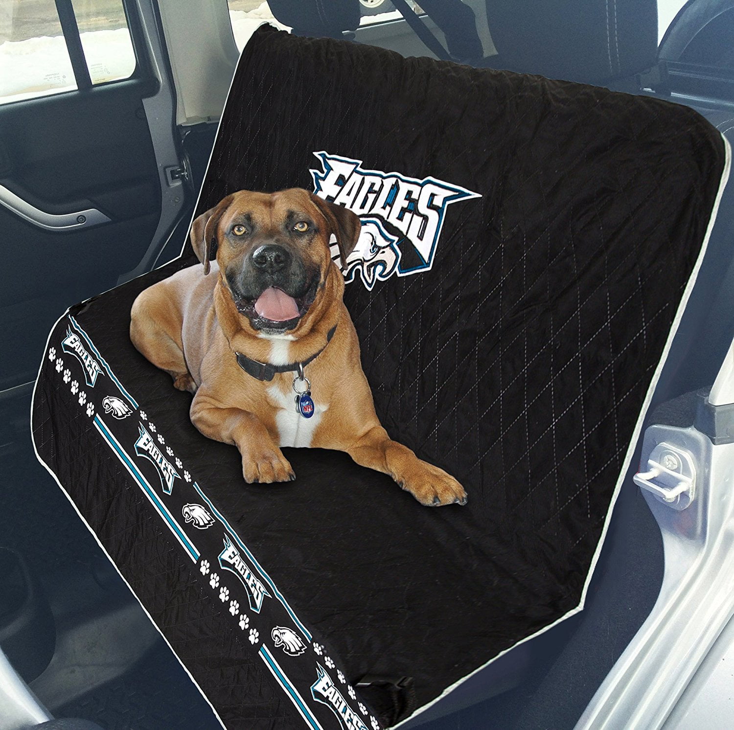 Pets First NFL Philadelphia Eagles Premium Car Seat Protecting Cover,  Durable, Waterproof, Fits most Car Rear Seats 