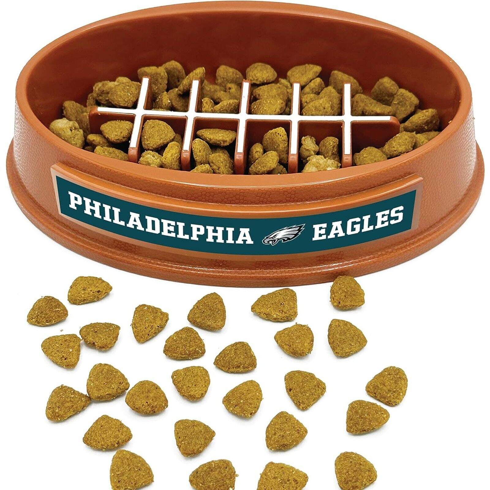 Pets First NFL Philadelphia Eagles Super-Bowl Slow Feeder Bowl for Dogs and Cats, Football Design for Healthy Digestion, Non-Slip, for Large & Small Pet