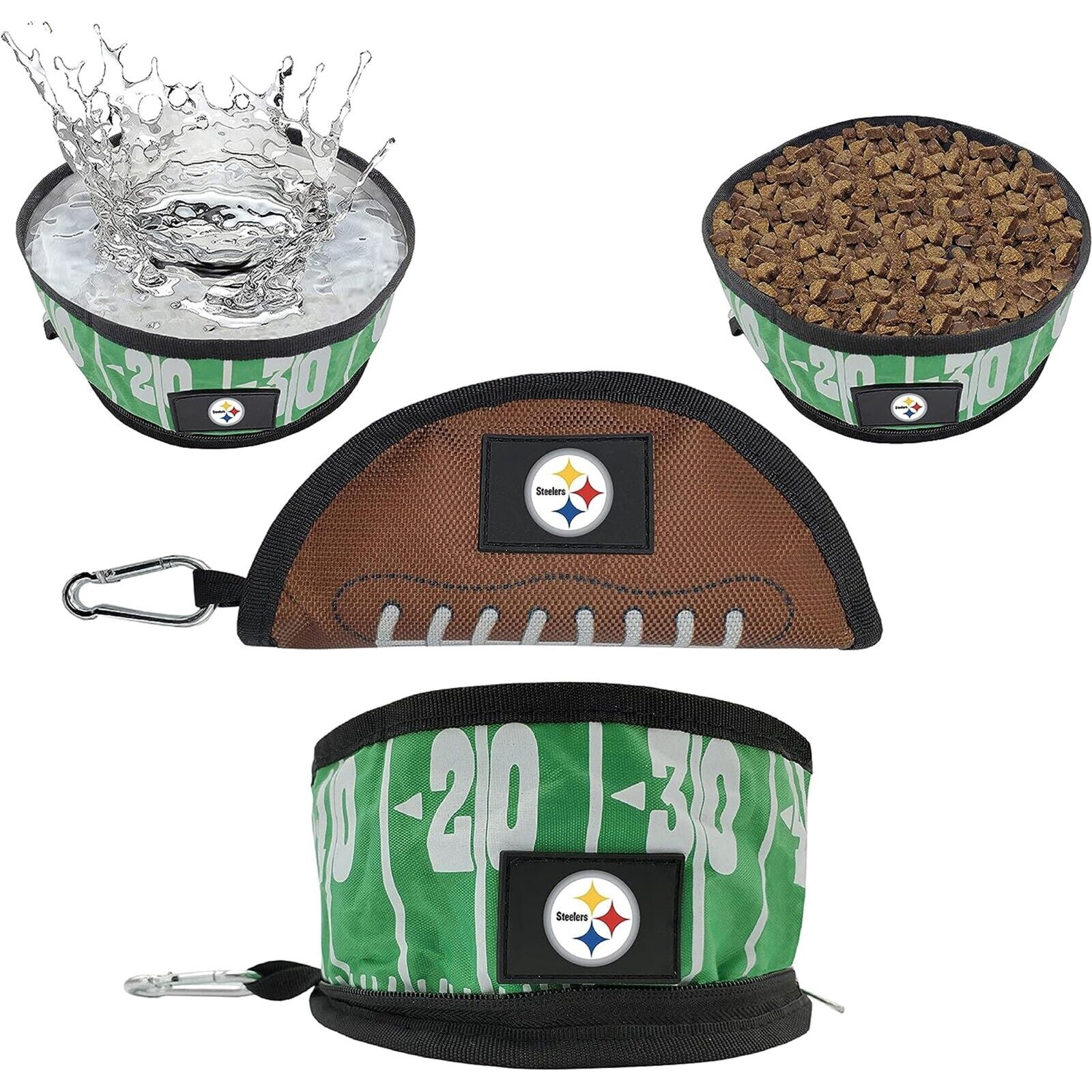 Pets First NFL Pittsburgh Steelers Collapsible Dog Travel Bowl, Food and Water Bowl for Dogs, Best Portable & Lightweight Leak-Proof Dog Bowl for Travel