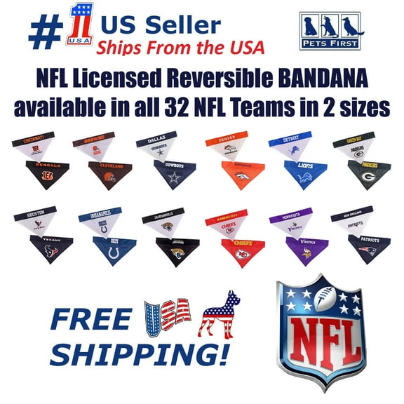 Pets First Nfl Pittsburgh Steelers Reversible Bandana Licensed, Reversible Pet Bandana - 2 Sided Bandana