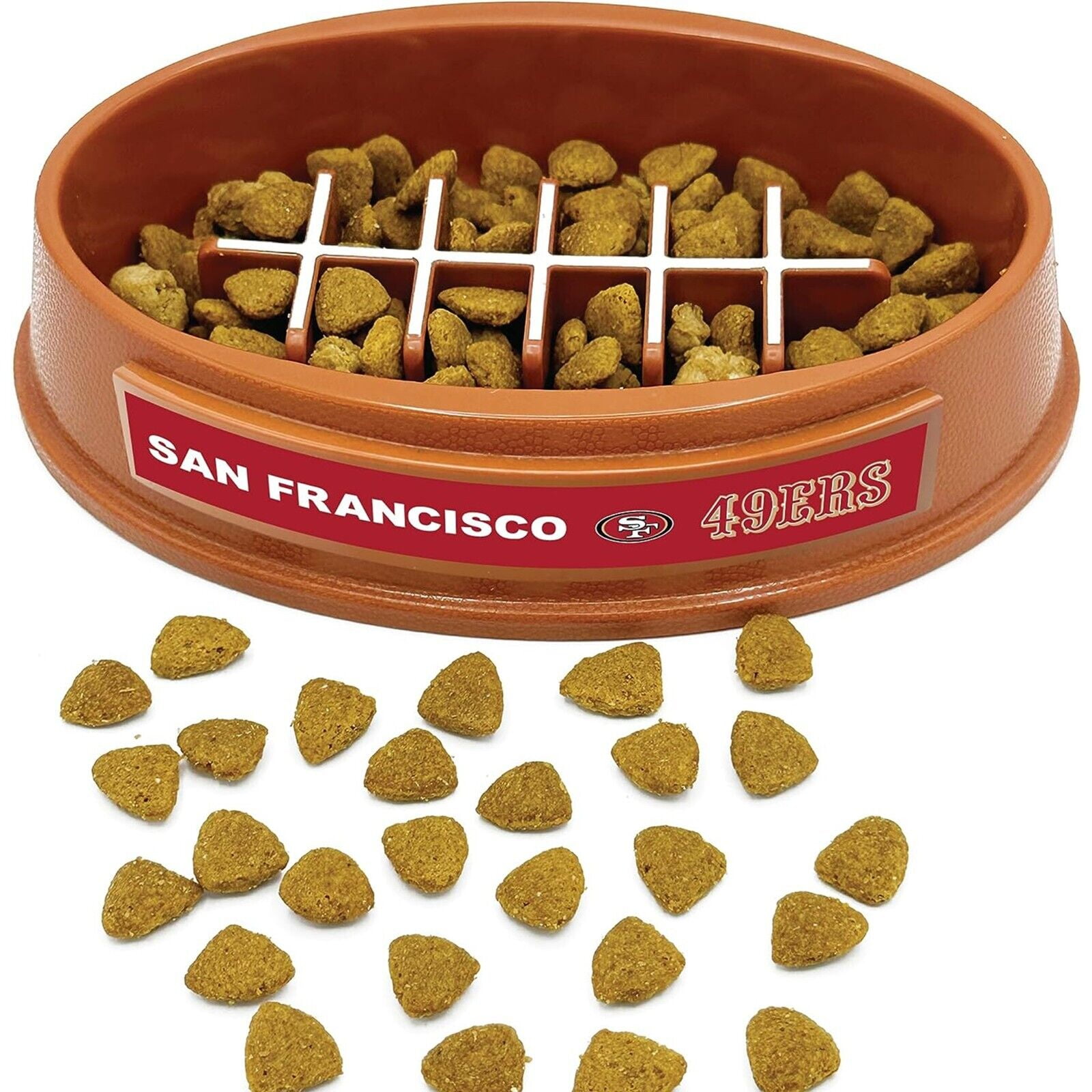 Pets First NFL San Francisco 49ers Super-Bowl Slow Feeder Bowl for Dogs and Cats, Football Design for Healthy Digestion, Non-Slip, for Large & Small Pet