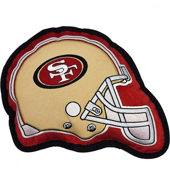 Pets First NFL San Francisco 49ers Tough Helmet Pet Dog Toy Premium Quality with Built-in Squeaker Chew Toy
