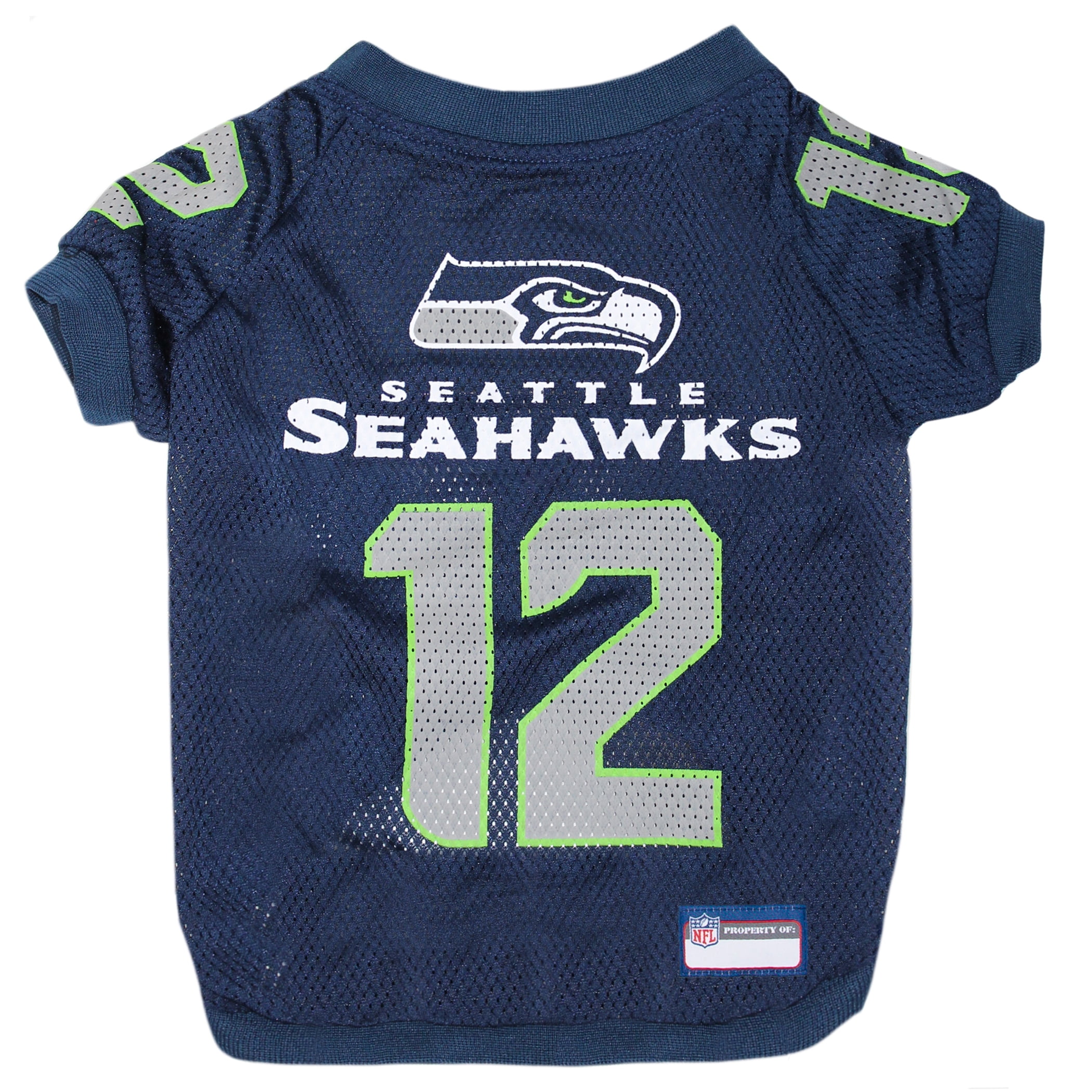 Pets First NFL Seattle Seahawks #12 DOGS & CATS Premium Raglan Mesh Jersey. Licensed, durable, breathable Jersey - Extra Extra Large