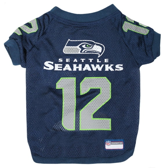 Pets First NFL Seattle Seahawks #12 DOGS & CATS Premium Raglan Mesh Jersey. Licensed, durable, breathable Jersey - Large