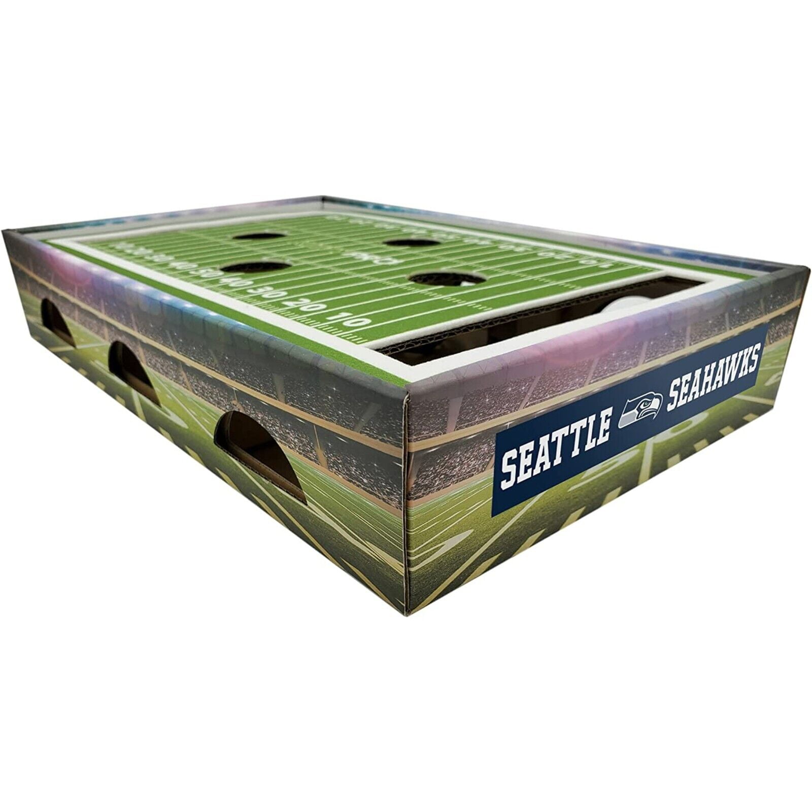 Pets First NFL Seattle Seahawks Cat Scratcher Box Football Field Designed Cat Scratcher & Lounge