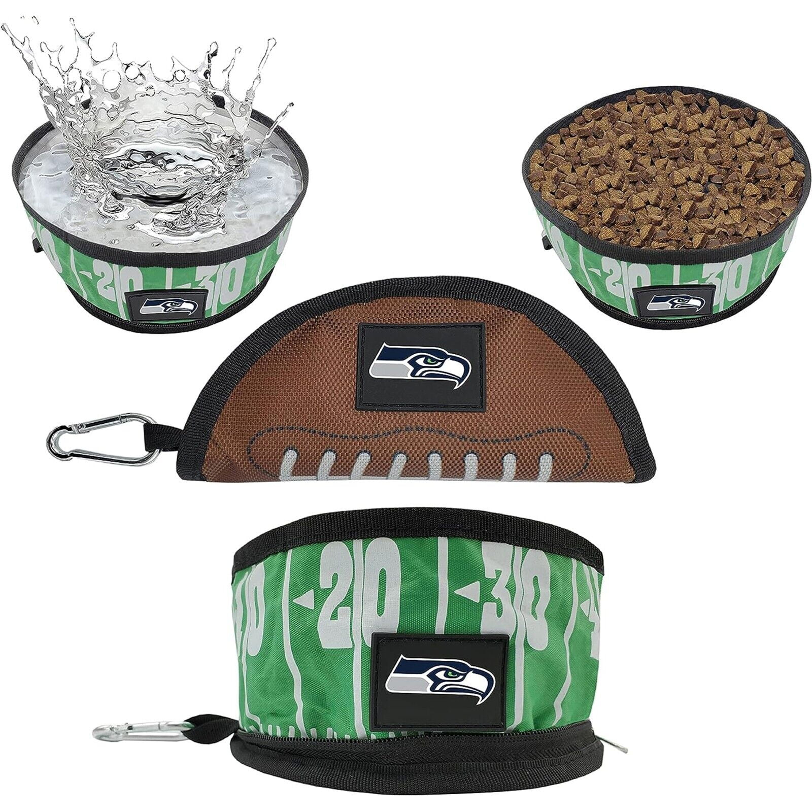 Pets First NFL Seattle Seahawks Collapsible Dog Travel Bowl, Food and Water Bowl for Dogs, Best Portable & Lightweight Leak-Proof Dog Bowl for Travel