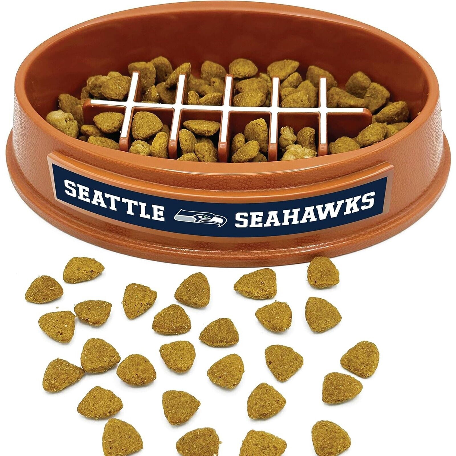 Pets First NFL Seattle Seahawks Super-Bowl Slow Feeder Bowl for Dogs and Cats, Football Design for Healthy Digestion, Non-Slip, for Large & Small Pet