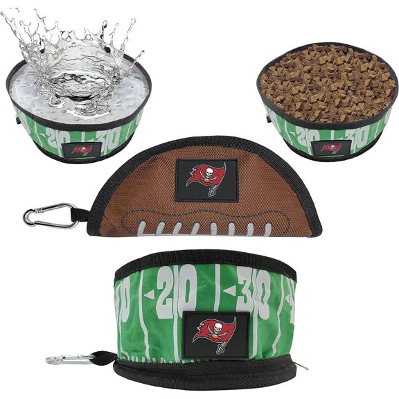 Pets First NFL Tampa Bay Buccaneers Collapsible Dog Travel Bowl, Food and Water Bowl for Dogs, Best Portable & Lightweight Leak-Proof Dog Bowl for Travel